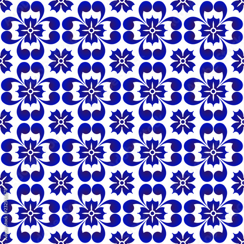 Abstract flower blue pattern