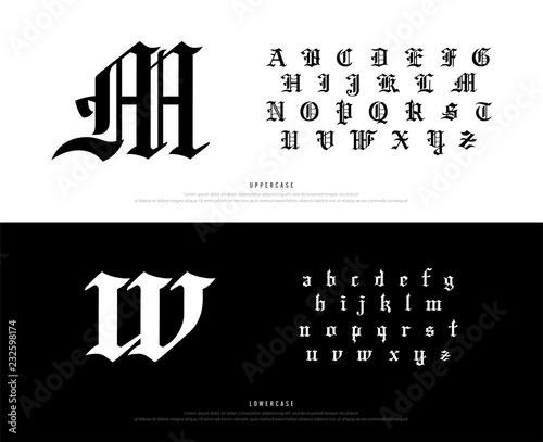 Elegant Blackletter Gothic Alphabet Font. Typography classic style font set for logo, Poster, Invitation. vector illustration.eps