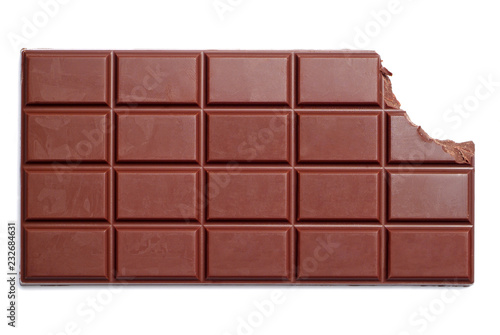 Chocolate bar with the corner bitten off