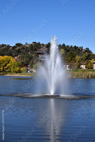 Fountain in lake of a park