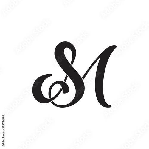 letters sm linked curves logo vector 