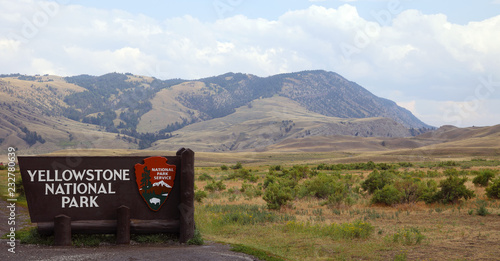 Yellowstone National Park's North Entrance, panoramic view