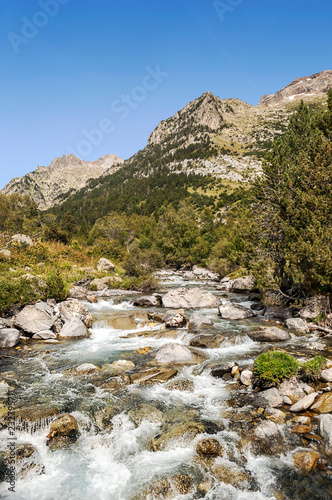 River in the Benasque valley in the Pyrenees mountains