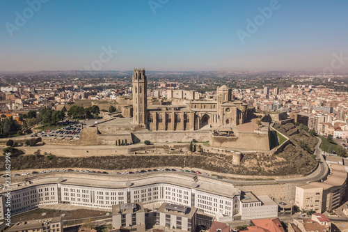 Aerial view of La Seu Vella cathedral in Lleida