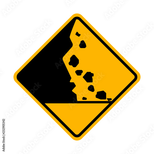 Beware Of Falling Rock Vector Sign