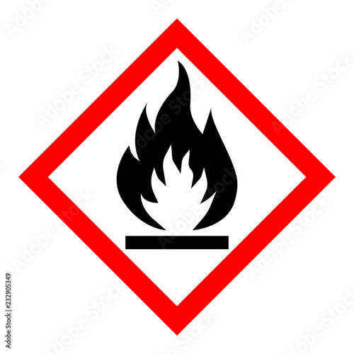 Standard Pictogam of Flammable Symbol, Warning sign of Globally Harmonized System (GHS)