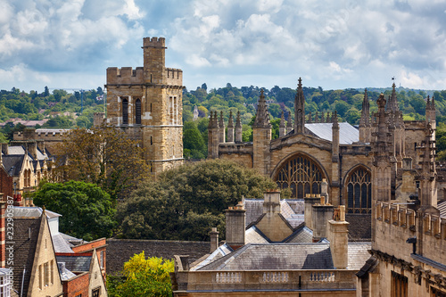 The New college chapel and bell tower. Oxford University. England.