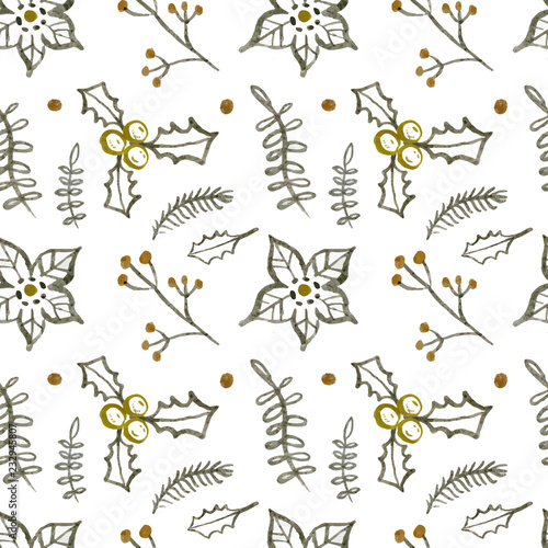 Seamless vector christmas pattern with hand drawn elements