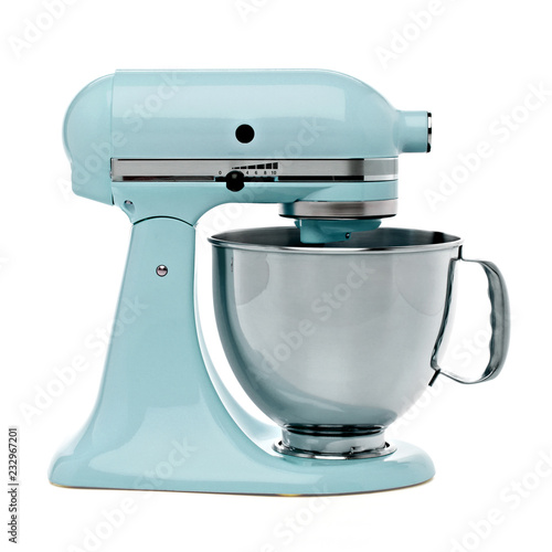 Blue Stand or kitchen Mixer With Clipping Path Isolated On White Background