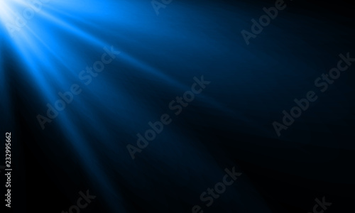 Blue light ray or sun beam vector background. Abstract neon blue light flash spotlight backdrop with sunlight shine background