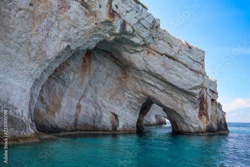 Famous blue caves at Zante island (Zakynthos), Greece, Europe.