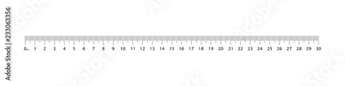 Ruler 30 cm grid template. Measuring tool graduation. Metric Centimeter size indicators.
