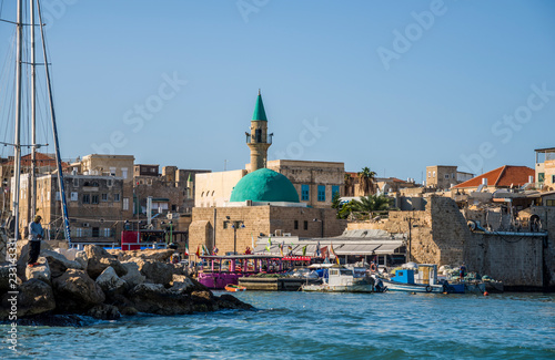Port of Acre and Sinan Pasha Mosque sea view