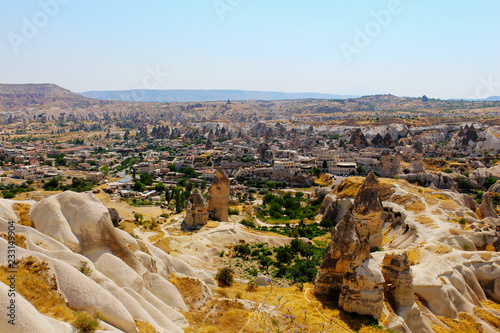 Goreme panorama ancient ruins at Green tour in Cappadocia, Turkey