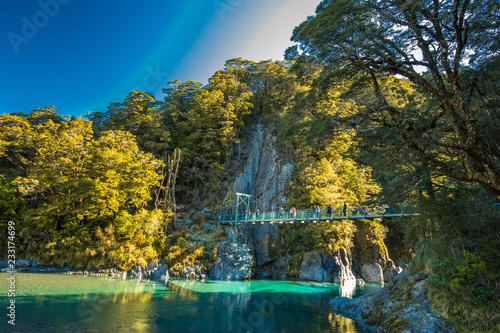 Famous attraction - Blue Pools, Haast Pass, New Zealand, South Island