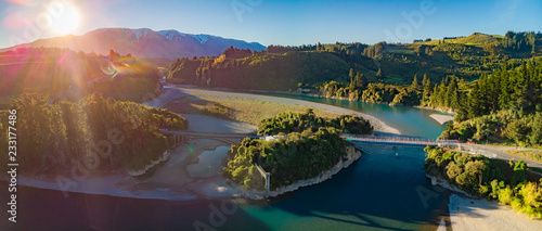 Bridges over Rakaia river, Rakaia Gorge, New Zealand, South Island