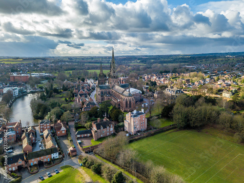 City of Lichfield with the Cathedral in the foreground 