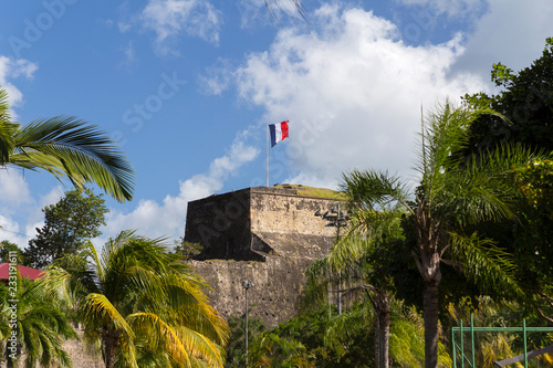 Flag on a top of Fort Saint Louis in Fort-de-France, Martinique