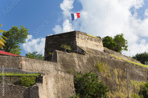 Flag on a top of Fort Saint Louis in Fort-de-France, Martinique