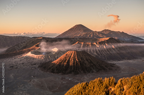 Mount Bromo at sunrise in Bromo Tengger Semeru National Park, East Java, Indonesia.