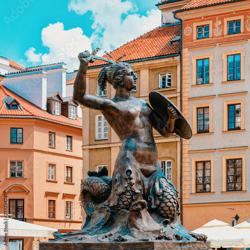 Syrenka mermaid statue at Old Town Market Square in Warsaw