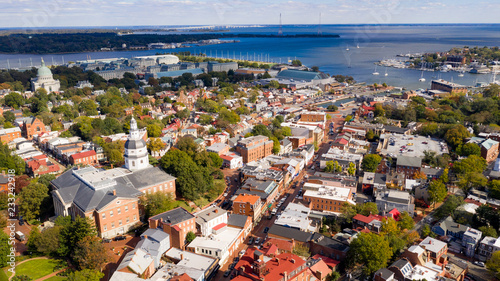 Aerial Panoramic View Annapolis Maryland State House Capital City