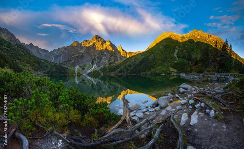 mountain lake during sunrise - Morskie Oko, Tatra Mountains, Poland