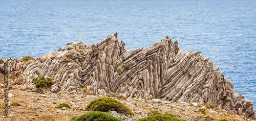 Extreme geological folds , anticlines and synclines, in Crete, Greece taken on 8 May 2016