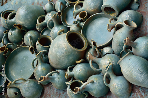 Old dishes and clay pots.