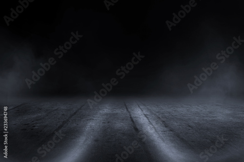 Creative blurry outdoor asphalt background with mist light high speed