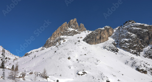 a big snowfall on the Valparola pass, between Belluno and Trento, Italy
