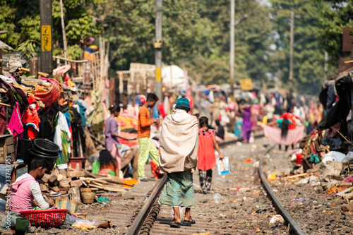 Daily life of poor people in a slum in Kolkata.