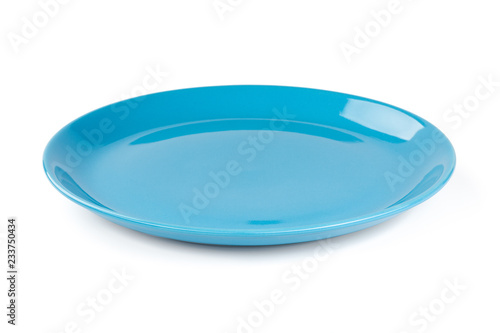Blue pastel plate isolated on white background