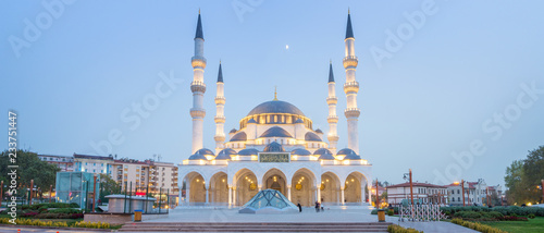 Panorama of Melike Hatun Mosque, near Genclik Park in Ankara, Turkey