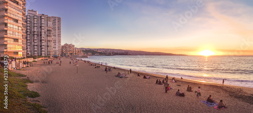 Panoramic view of Acapulco beach at sunset - Vina del Mar, Chile