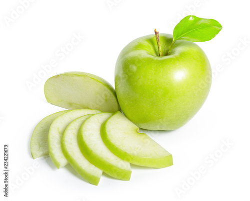 Fresh granny smith apples on white background