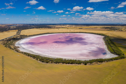 Aerial photo of Pink Lake in Australia