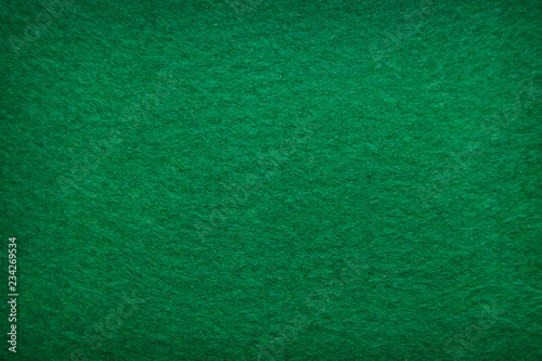  Poker table felt background in green color. Close-up.