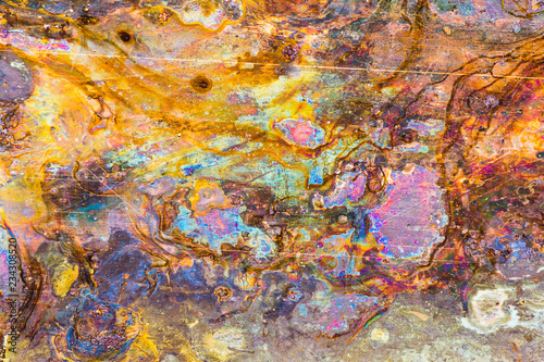 A fantastic and surreal picture of corrosion on a copper-coated steel sheet