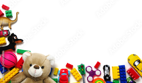 Toys on a white