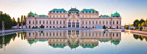 Belvedere in Vienna water reflection view at sunset