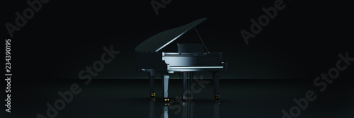 Grand piano in dark background. 3d rendering