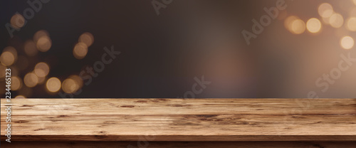 Festive background with wooden table