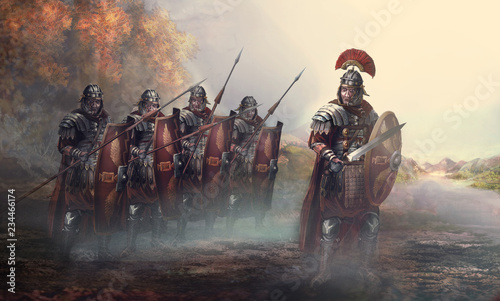 Roman soldiers and their general 