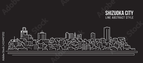 Cityscape Building Line art Vector Illustration design - Shizuoka city