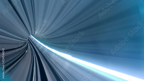 Futuristic high speed travel through tube. could illustrate data travel