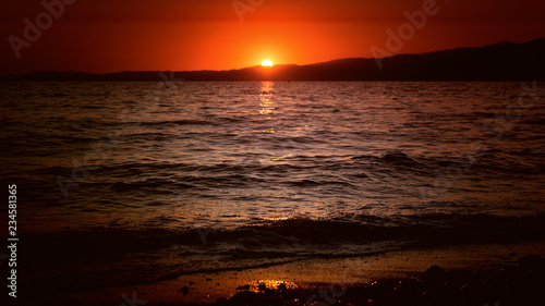 dep orange summer sunset at sea