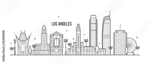Los Angeles skyline USA big city buildings vector