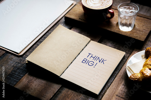 Phrase Think big on a notebook