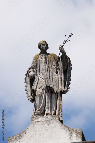 Saint Aloysius Gonzaga, statue on facade of the Mantua Cathedral dedicated to Saint Peter, Mantua, Italy 